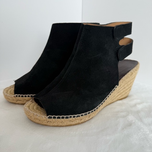 Black Suede Wedge Sandals - Picture 2 of 7